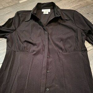 Fred David Stretch Blouse Black 3/4 sleeve. Size Medium. Flattering fit.